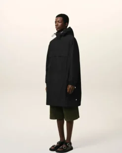 Ami Paris Water-repellent Long Hooded Windbreaker BLACK Fashion
