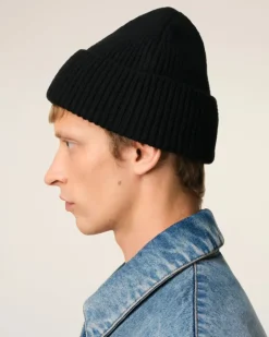 Ami Paris Black Wool Ami de Coeur Beanie BLACK/RED Online
