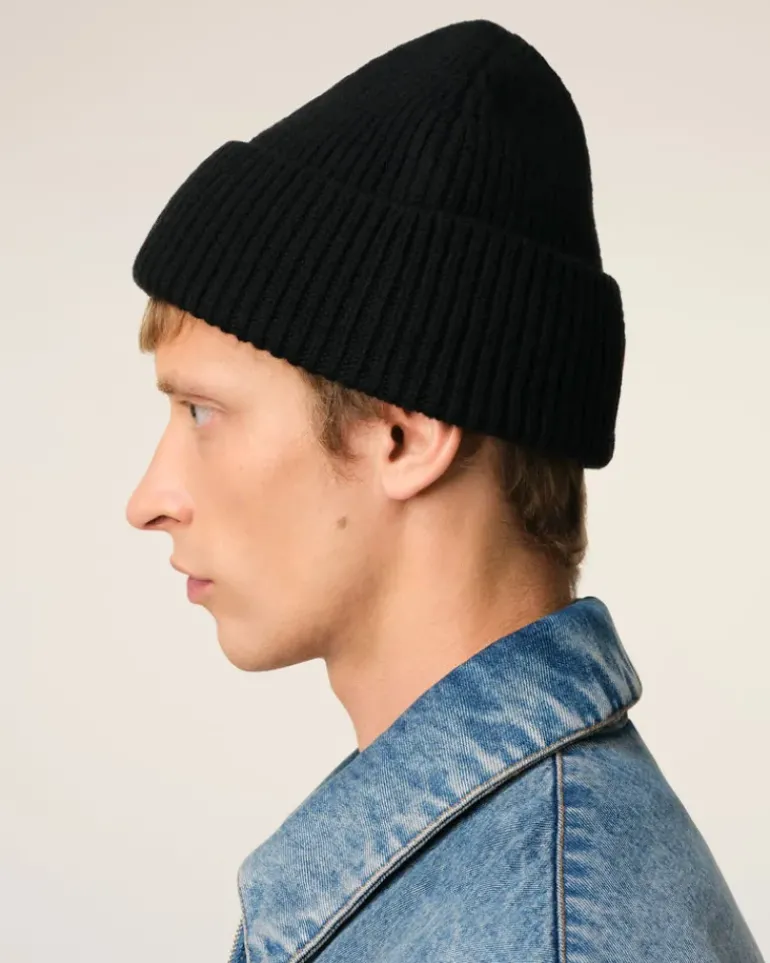 Ami Paris Black Wool Ami de Coeur Beanie BLACK/RED Online