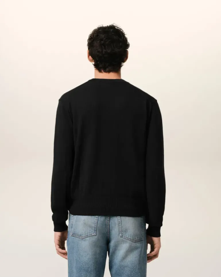 Ami Paris Wool Ami de Coeur Crew Neck Sweater BLACK New
