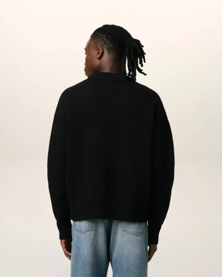 Ami Paris Black Wool Ami de Coeur Cardigan BLACK/RED Best Sale