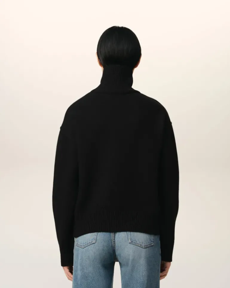 Ami Paris Black Wool Ami de Coeur Sweater BLACK/RED Cheap