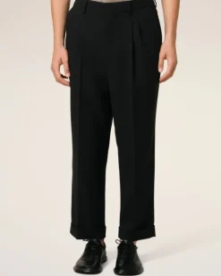 Ami Paris Wool Carrot Fit Trousers BLACK Flash Sale