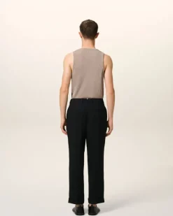 Ami Paris Wool Carrot Fit Trousers BLACK Flash Sale