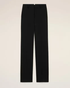 Ami Paris Wool Contrasted Straight Trousers BLACK Store