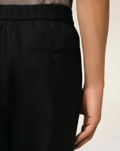 Ami Paris Wool Elasticated Waist Trousers BLACK Outlet