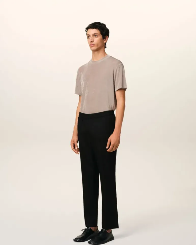 Ami Paris Wool Elasticated Waist Trousers BLACK Outlet