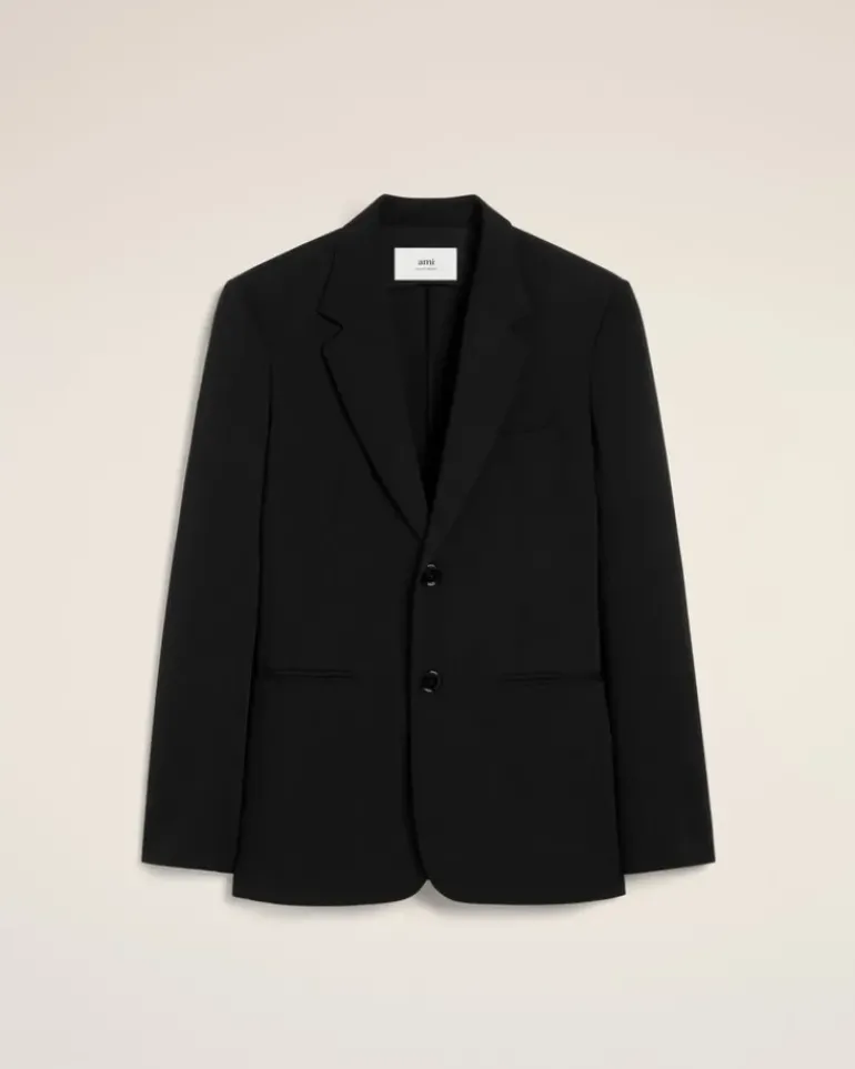 Ami Paris Wool Semi-Lined Jacket BLACK Best Sale