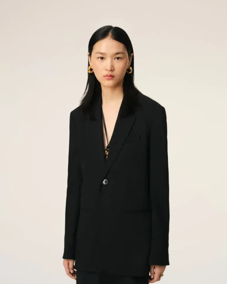 Ami Paris Wool Semi-Lined Jacket BLACK Best Sale