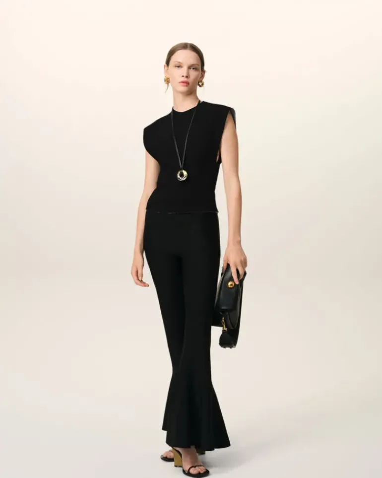 Ami Paris Black Wool Sleeveless Bicolor Top BLACK/WHITE CREAM Flash Sale