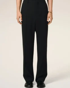 Ami Paris Wool Straight Fit Trousers BLACK Clearance