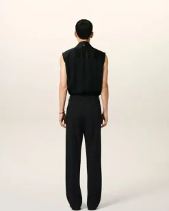 Ami Paris Wool Straight Fit Trousers BLACK Clearance