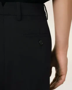 Ami Paris Wool Straight Fit Trousers BLACK Clearance