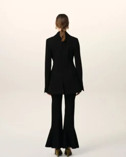 Ami Paris Black Wool Two Buttons Fitted Jacket BLACK/WHITE CREAM Online