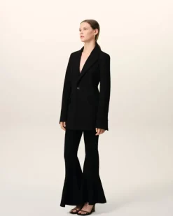 Ami Paris Black Wool Two Buttons Fitted Jacket BLACK/WHITE CREAM Online