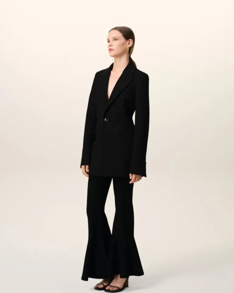 Ami Paris Black Wool Two Buttons Fitted Jacket BLACK/WHITE CREAM Online