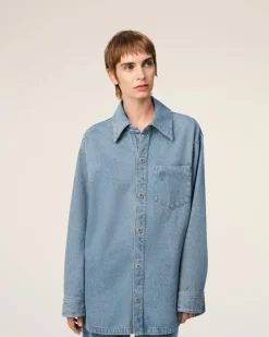 Ami Paris Blue Cotton Ami de Coeur Overshirt USED BLUE Clearance