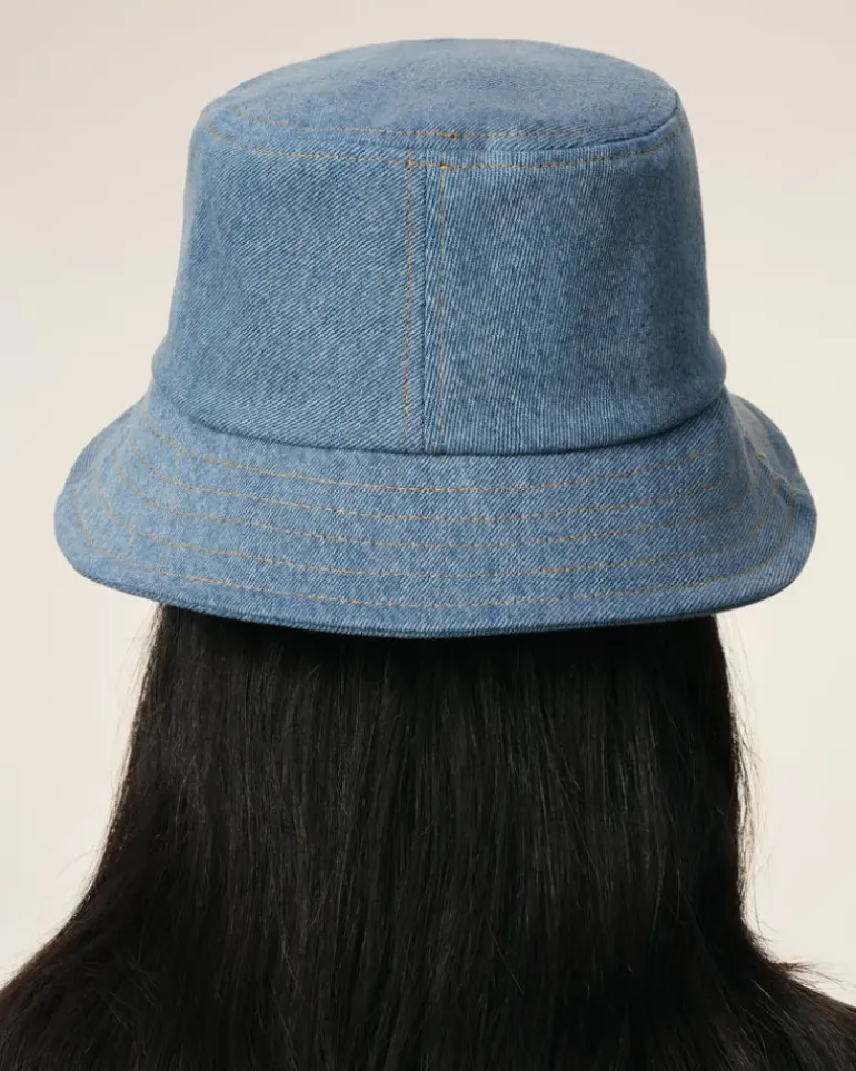Ami Paris Blue Cotton Ami de Coeur Embroidery Bucket Hat USED BLUE Outlet