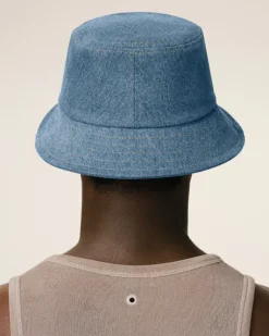 Ami Paris Blue Cotton Ami de Coeur Embroidery Bucket Hat USED BLUE Outlet
