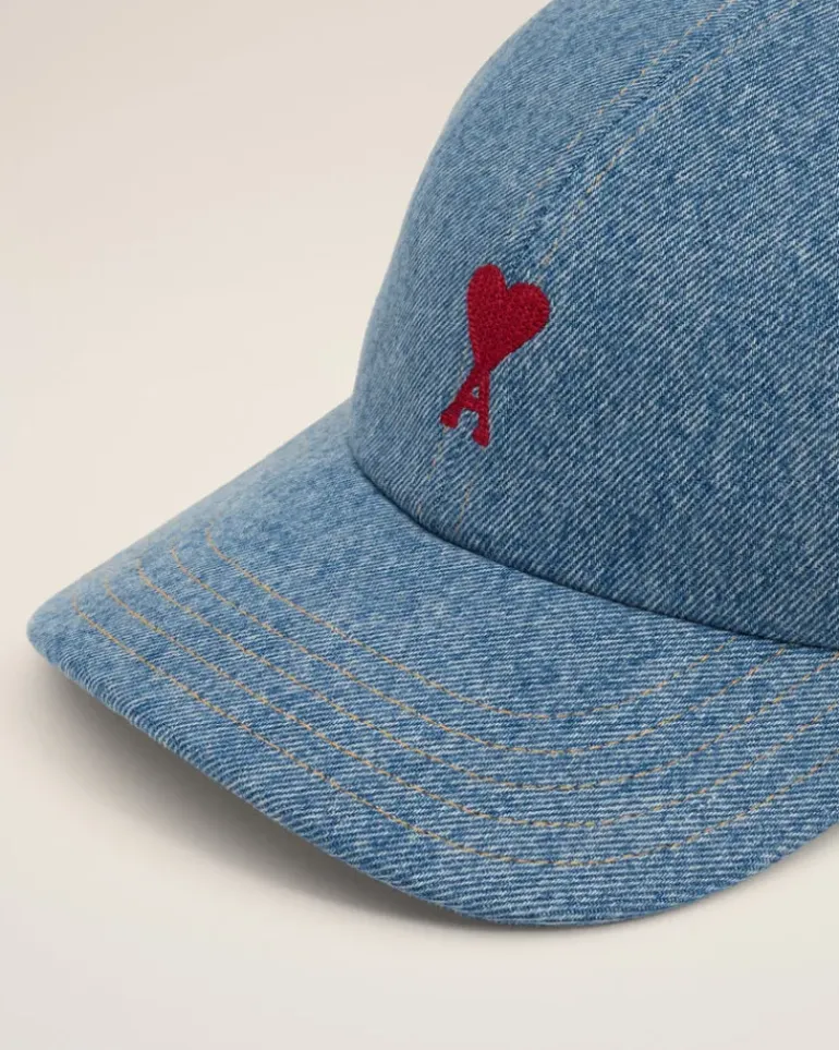 Ami Paris Blue Cotton Ami de Coeur Embroidery Cap USED BLUE Online