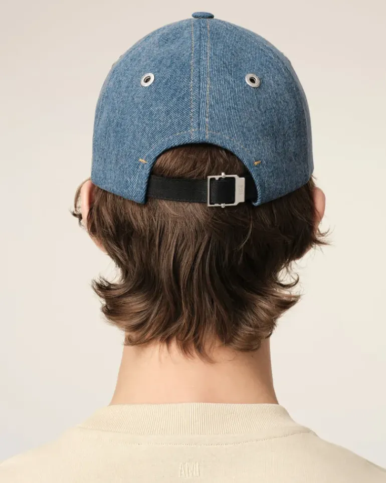 Ami Paris Blue Cotton Ami de Coeur Embroidery Cap USED BLUE Online