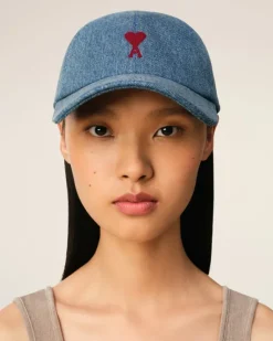 Ami Paris Blue Cotton Ami de Coeur Embroidery Cap USED BLUE Online