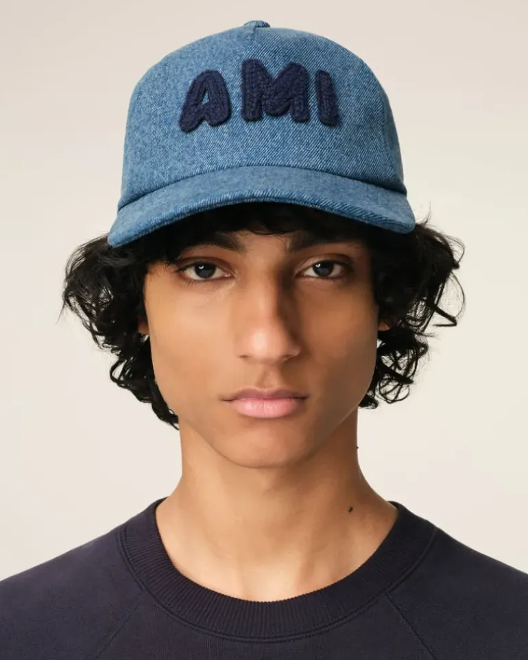 Ami Paris Blue Cotton Patch Trucker Cap USED BLUE Store