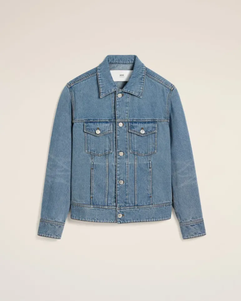 Ami Paris Blue Cotton Trucker Jacket USED BLUE Shop
