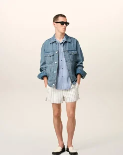 Ami Paris Blue Cotton Trucker Jacket USED BLUE Shop