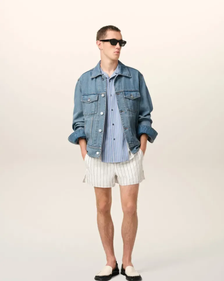 Ami Paris Blue Cotton Trucker Jacket USED BLUE Shop