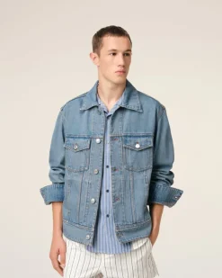 Ami Paris Blue Cotton Trucker Jacket USED BLUE Shop