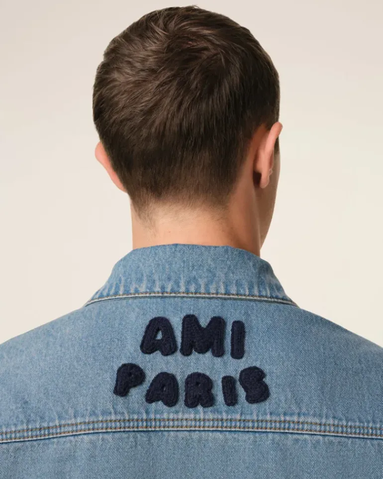 Ami Paris Blue Cotton Trucker Jacket USED BLUE Shop