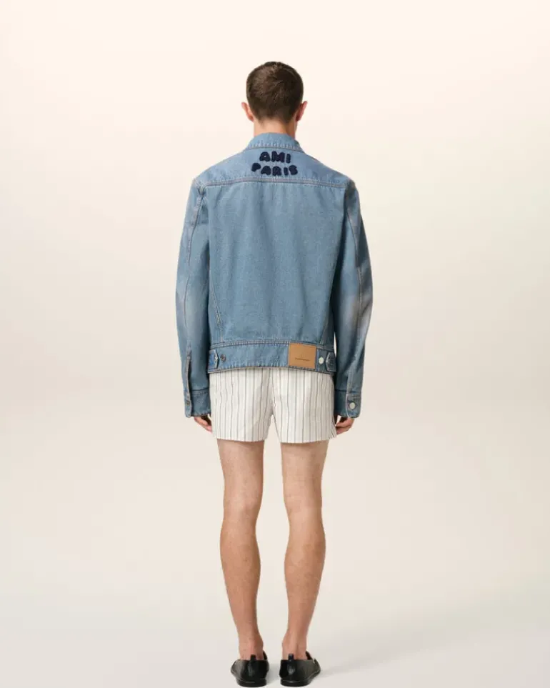 Ami Paris Blue Cotton Trucker Jacket USED BLUE Shop