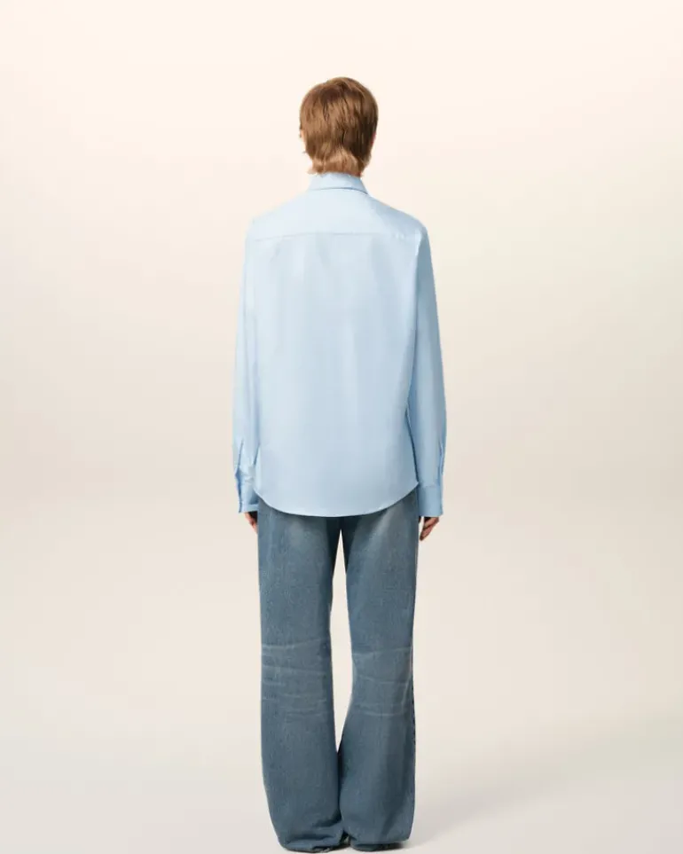 Ami Paris Blue Cotton Button-Down Ami de Coeur Shirt SKY BLUE Best Sale