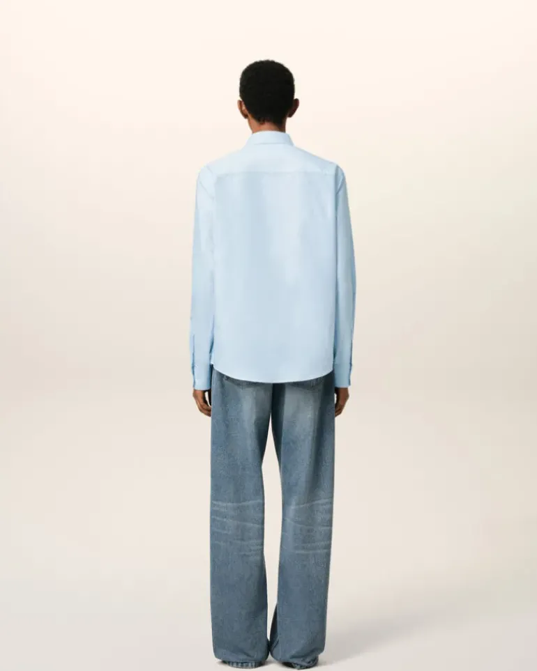 Ami Paris Blue Cotton Button-Down Ami de Coeur Shirt SKY BLUE Best Sale