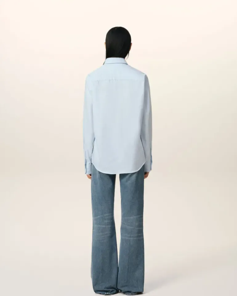 Ami Paris Blue Cotton Button-Down Ami de Coeur Shirt SKY BLUE/NATURAL WHITE Fashion
