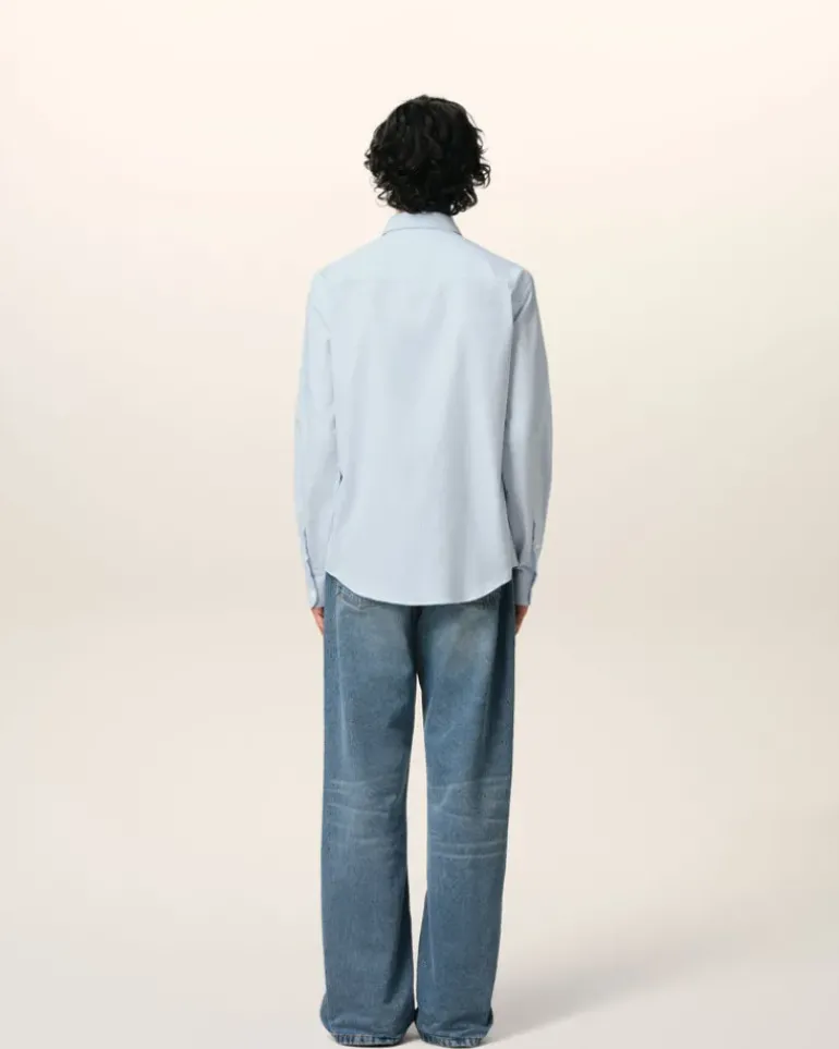 Ami Paris Blue Cotton Button-Down Ami de Coeur Shirt SKY BLUE/NATURAL WHITE Fashion