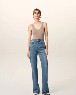 Ami Paris Blue Cotton Flare Fit Jeans USED BLUE Online