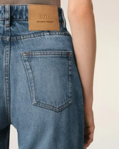 Ami Paris Blue Cotton Flare Fit Jeans USED BLUE Online