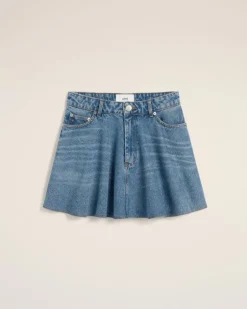 Ami Paris Blue Cotton Flare Mini Skirt USED BLUE Hot