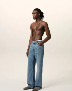 Ami Paris Blue Cotton Large Fit Jeans USED BLUE Sale