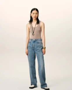 Ami Paris Blue Cotton Large Fit Jeans USED BLUE Cheap