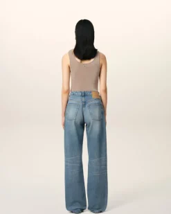 Ami Paris Blue Cotton Large Fit Jeans USED BLUE Cheap
