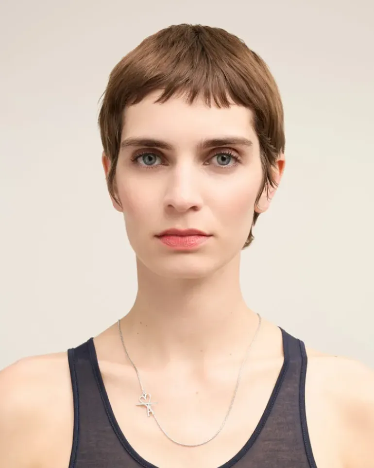 Ami Paris Brass Ami de Coeur 2 In 1 Chain Necklace SILVER Sale