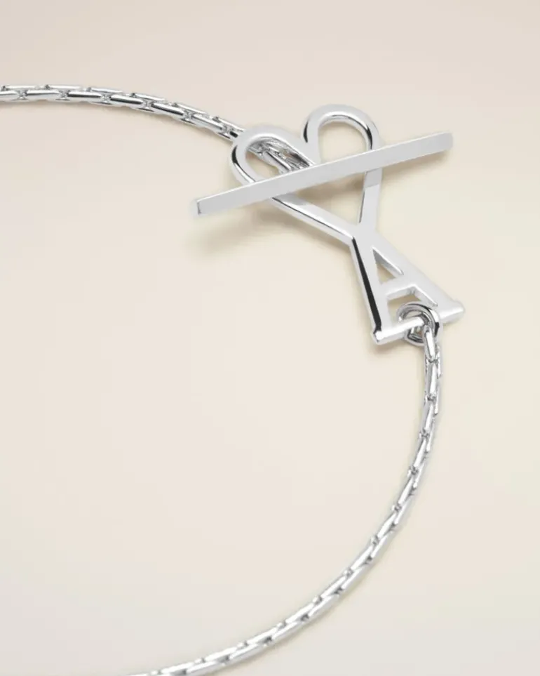 Ami Paris Brass Ami de Coeur 2 In 1 Chain Necklace SILVER Sale