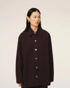 Ami Paris Burgundy Cotton Ami de Coeur Overshirt EGGPLANT Cheap