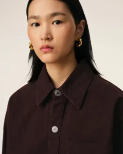 Ami Paris Burgundy Cotton Ami de Coeur Overshirt EGGPLANT Cheap