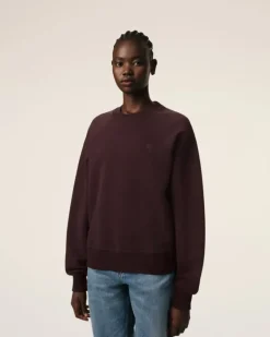 Ami Paris Burgundy Cotton Tonal Ami de Coeur Sweatshirt EGGPLANT Sale