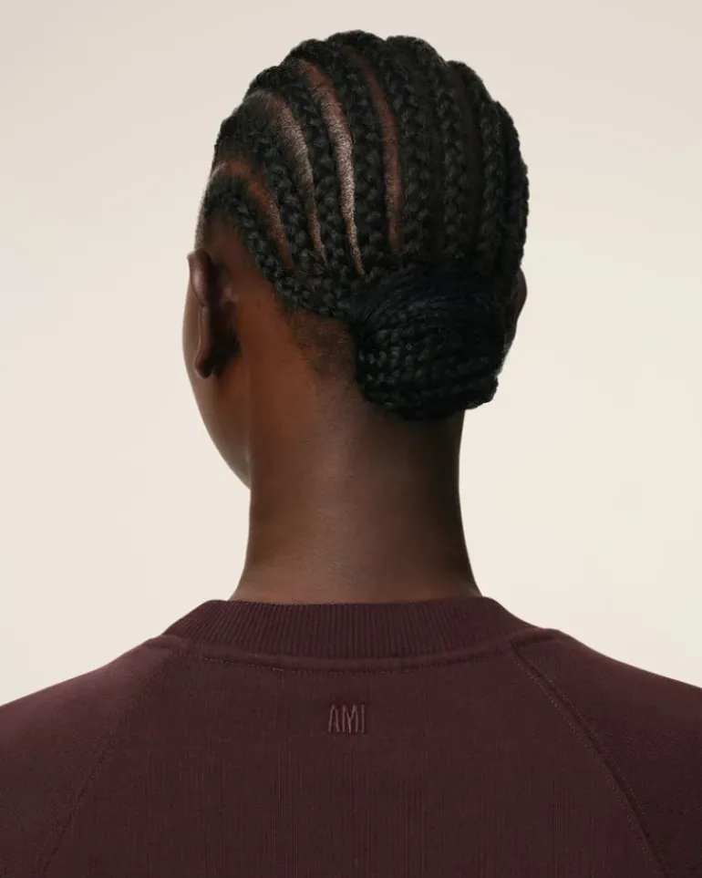 Ami Paris Burgundy Cotton Tonal Ami de Coeur Sweatshirt EGGPLANT Sale