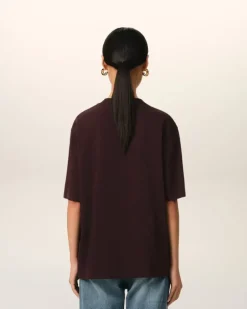 Ami Paris Burgundy Cotton Tonal Ami de Coeur T-Shirt EGGPLANT Flash Sale
